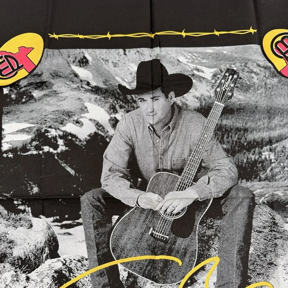 Vintage Tracy Byrd Country Music Black Graphic Texas Bandana Scarf 21